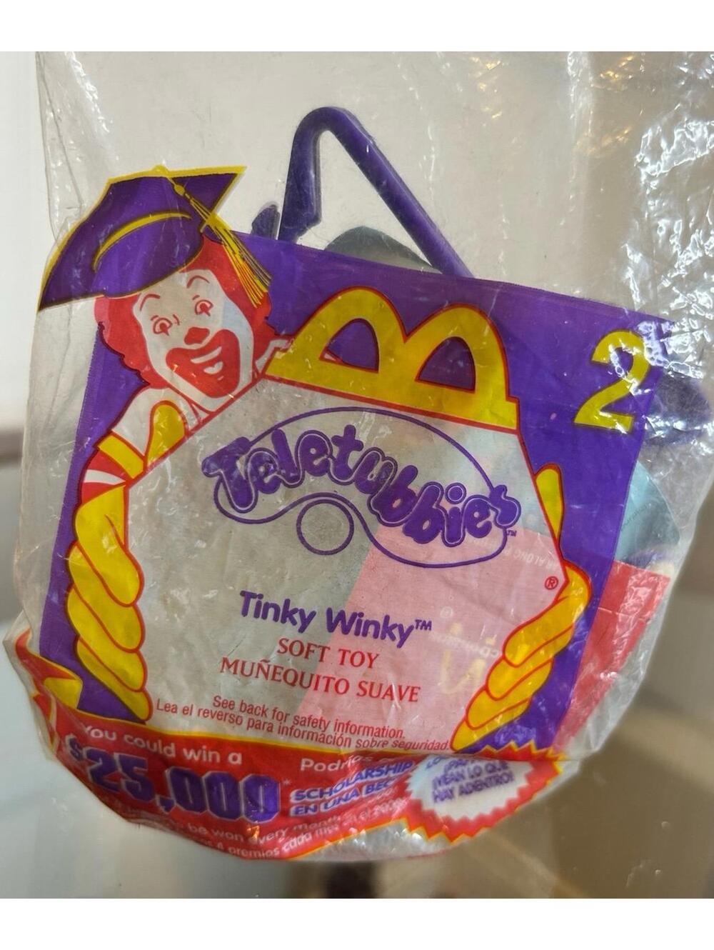 2000 McDonalds Teletubbies Tinky Winky Plush Sealed Happy Meal Toy